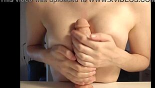 Dildo Play In Office With Boobs And Hands Training