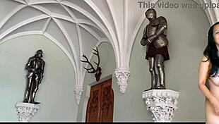 Naked Queen Dances And Undresses On The Beach, Giving Handjob To Monster Cock.