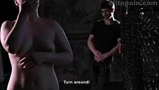 Young woman receives private spanking session.