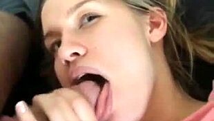 Sweet Girlfriend Sucks Boyfriend to Swallow Creampie