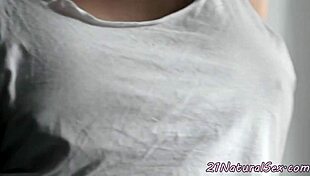 Oh, this gorgeous euro babe is masturbating alone with her fingers!