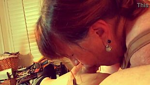 i moan loudly as this brunette milf granny cougar in corset and stockings licks my cock like an amateur