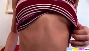 Watch Brookeskye tease her small tits and shaved pussy?