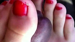 Amateur Friend Gives Footjob In Car