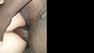 In this casual encounter, the big black cock dominates the crossdressing tranny in a bareback session, leading to a massive creampie.