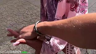 teen with natural tits bounces on older man's cock in college setting