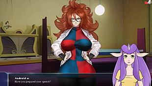 Dragon Ball Divine Adventure has Chubby Android 21 give big cock a blowjob