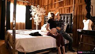 Avery and Ryan get shaved and hairless for intense teen fucking with natural tits creampie 😏