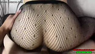 skinny but sexy babe in fishnets fucked hard from behind