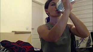 biceps flex on cam with muscular athletic bodybuilder showing off sport skills