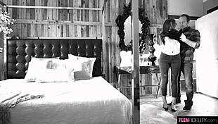 Avery and Ryan get shaved and hairless for intense teen fucking with natural tits creampie 😏