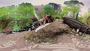 Why not watch this tasty luscious MILF yanking her hairy pussy to orgasm with a vibrator outdoors?