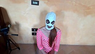 wearing pink fishnet catsuit, suck my cock rough in pov?