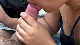 Mexican girl gives blowjob on Tinder date.