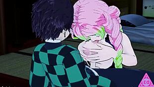 tanjiro and mitsuri from kimetsu no yaiba hentai get wild with blowjob and cumshot