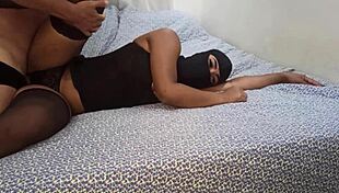 Masked Wife Sucks Best Friend's Cock for Husband