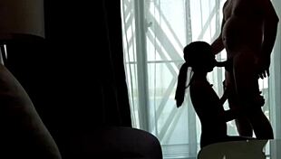 Asian beauty bent over for doggystyle sex and blowjob