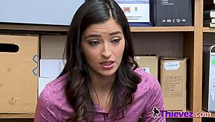 Horny Officer Forces Emily To Deep Throat His Massive Cock Before Intense Banging In Office