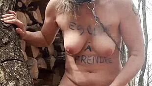french slut in outdoor bdsm slave session solo