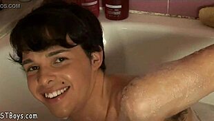 Nude Twink Enjoys Stroking In Relaxing Bubble Bath