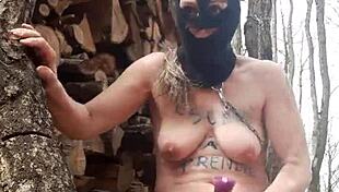 french slut in outdoor bdsm slave session solo