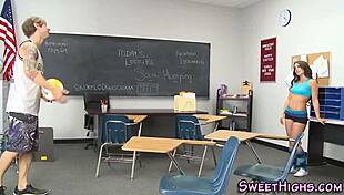 brunette teen sucks monster cock in uniform