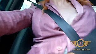 Hot crossdresser plays with uber driver