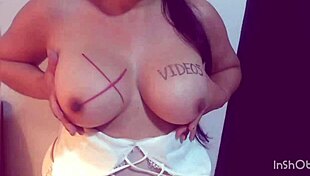 A couple with big tits making love, reaching orgasm together.