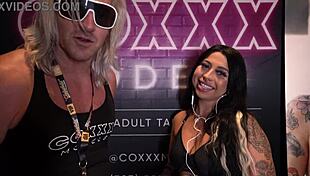 mia mor chats at miami exxxotica 2022 at the coxxx models booth