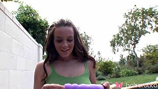 Kelly Skyline and Natasha Nice enjoy outdoor fun with a big dildo for intense pleasure.
