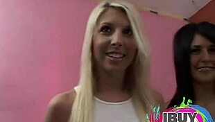 Two babes lick popsicles during a natural tits photoshoot, leading to orgasmic lesbian fun.