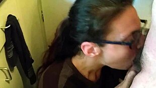 Kristine Performs a Detailed Blowjob with Glasses in Homemade Setting