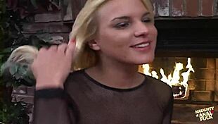 a stunning blonde gags on cocks and sucks from asshole