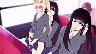 Cartoon shemale with big tits dominates femdom partner using monster cock in hentai scene