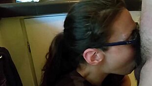 Kristine Performs a Detailed Blowjob with Glasses in Homemade Setting