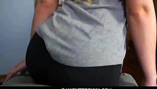 Blonde teen stepdaughter fucks her stepdad and they orgasm together in pov