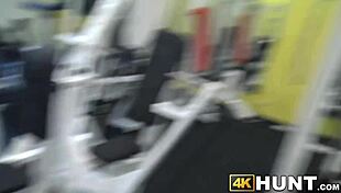 Ginger teen doggystyled in gym