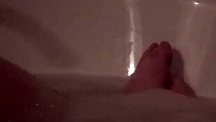 Fatty Strokes Cock in Bubble Bath