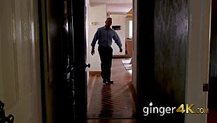 This hot redhead gets a huge present from an older dude!