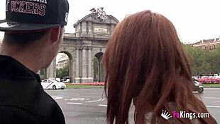 Redhead tourist getting fucked doggystyle in Madrid park?