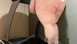 the ssbbw evaporatedmilker works out on the treadmill, showing off her huge belly and big ass