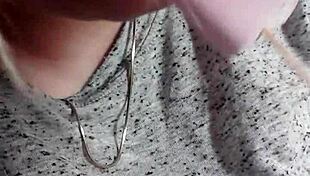 blonde with big tits moans while masturbating wet pussy