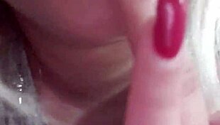 blonde with big tits moans while masturbating wet pussy