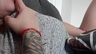 blonde with big tits moans while masturbating wet pussy