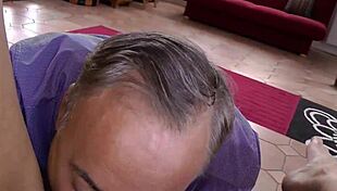 British Model's Pussy Licked and Screwed by Old Man in Intense Session