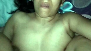 i fuck my horny latina wife doggystyle in the dark at home, her big ass bouncing as she rides my cock