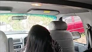 She sneaks public sex in the parking lot, fingering pussy wildly