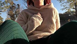 controlling orgasms with vibrator in public park