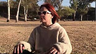 controlling orgasms with vibrator in public park