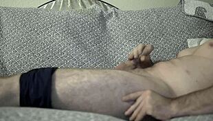 Horny amateur with big white cock couldn't resist busting a huge nut all over!